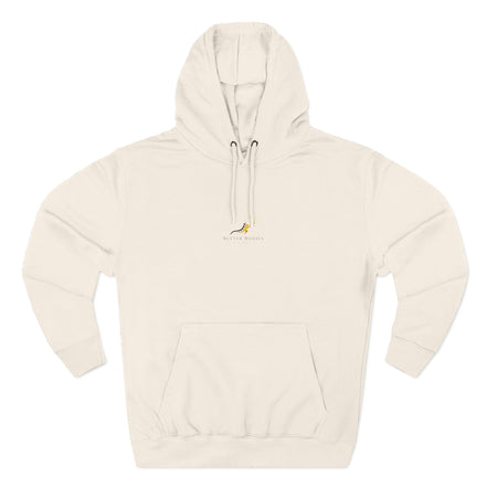 Minimal Gold Banana Hoodie — Neutral Fleece Pullover