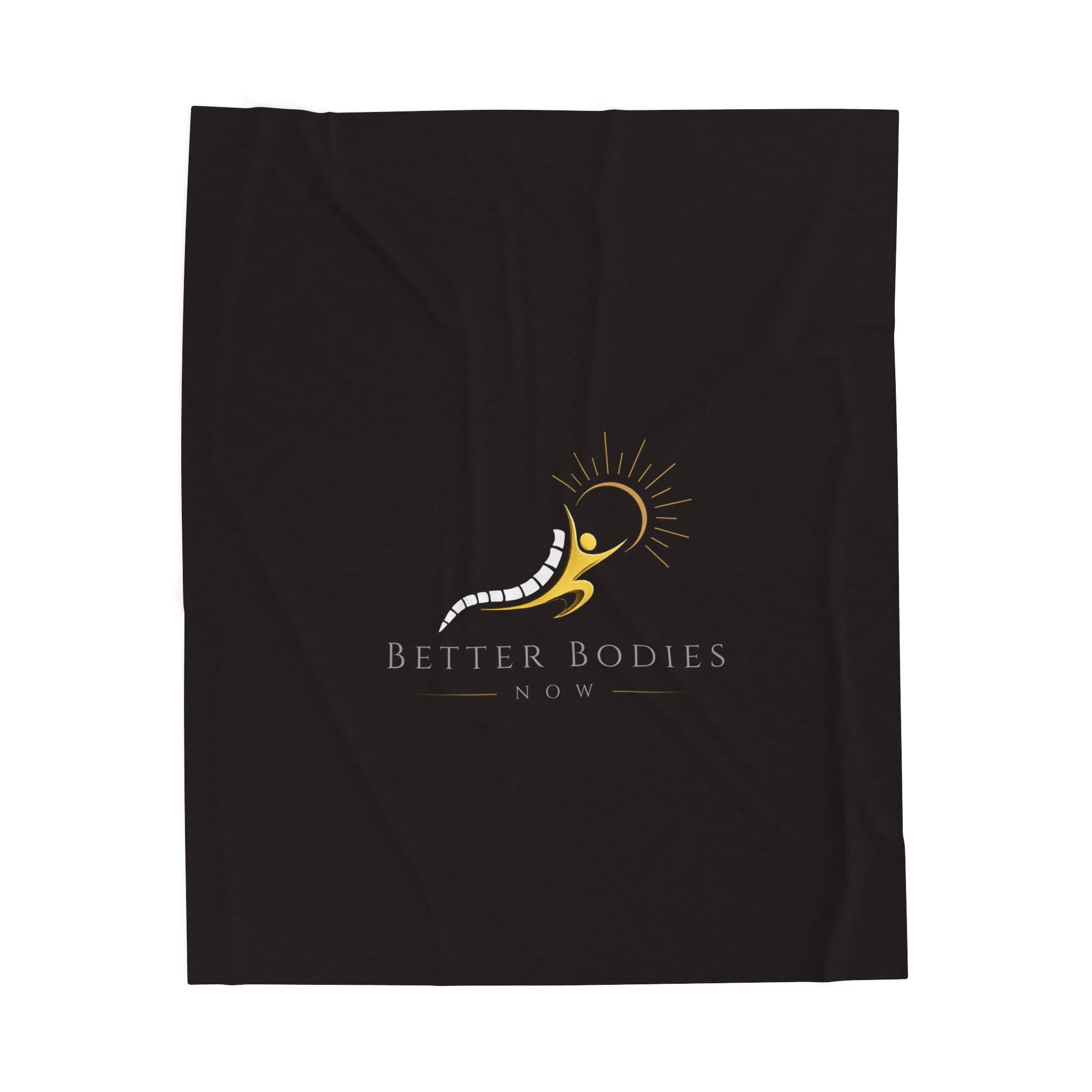 Better Bodies Now Velveteen Plush Blanket – Soft Wellness Throw with Spine & Sun Logo