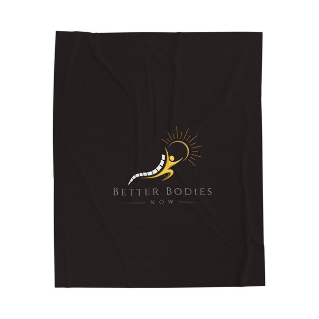 Better Bodies Now Velveteen Plush Blanket – Soft Wellness Throw with Spine & Sun Logo