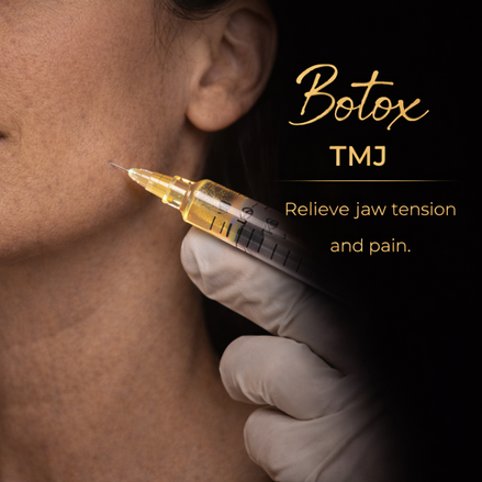 Botox for TMJ Relief 50 units - Relieves jaw tension, clenching, and TMJ-related pain by relaxing overactive jaw muscles. Typical starting dose: 40–60 units total.