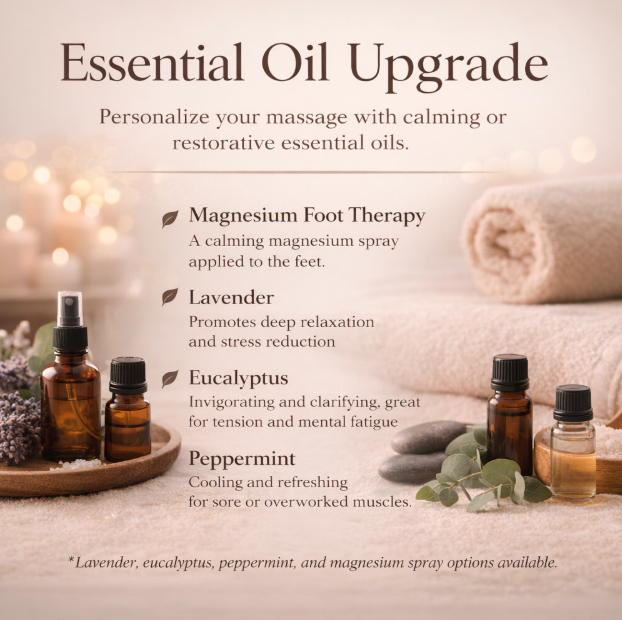 ESSENTIAL OIL    /    Add calming or energizing essential oils in your session.
