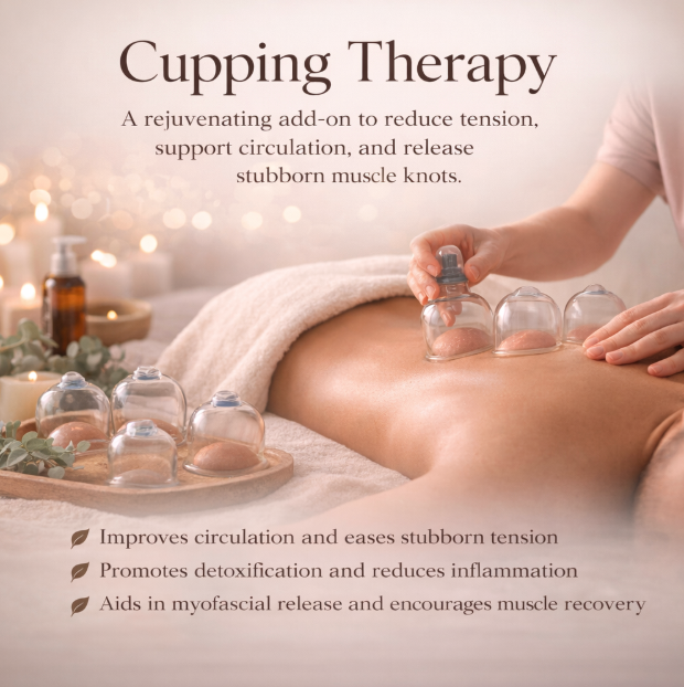 CUPPING THERAPY   /      Will increases circulation and breaks up fascia for faster healing.