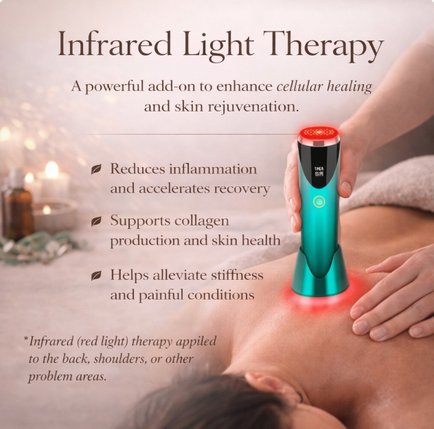 RED LIGHT     /       Enhances recovery, reduces inflammation, and boosts collagen.