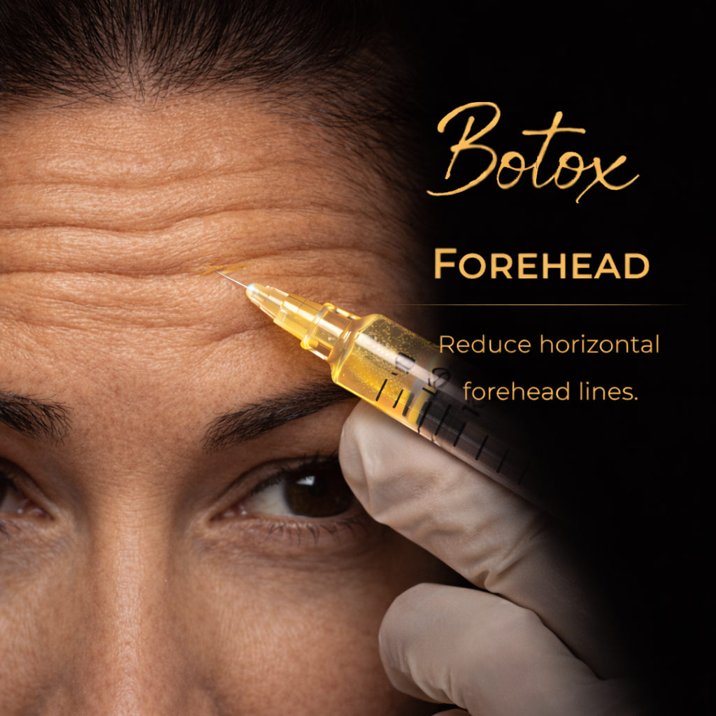 Botox for Forehead Lines 15 units - Smooth horizontal forehead lines while maintaining natural expression. Typical starting dose: 6–14 units.